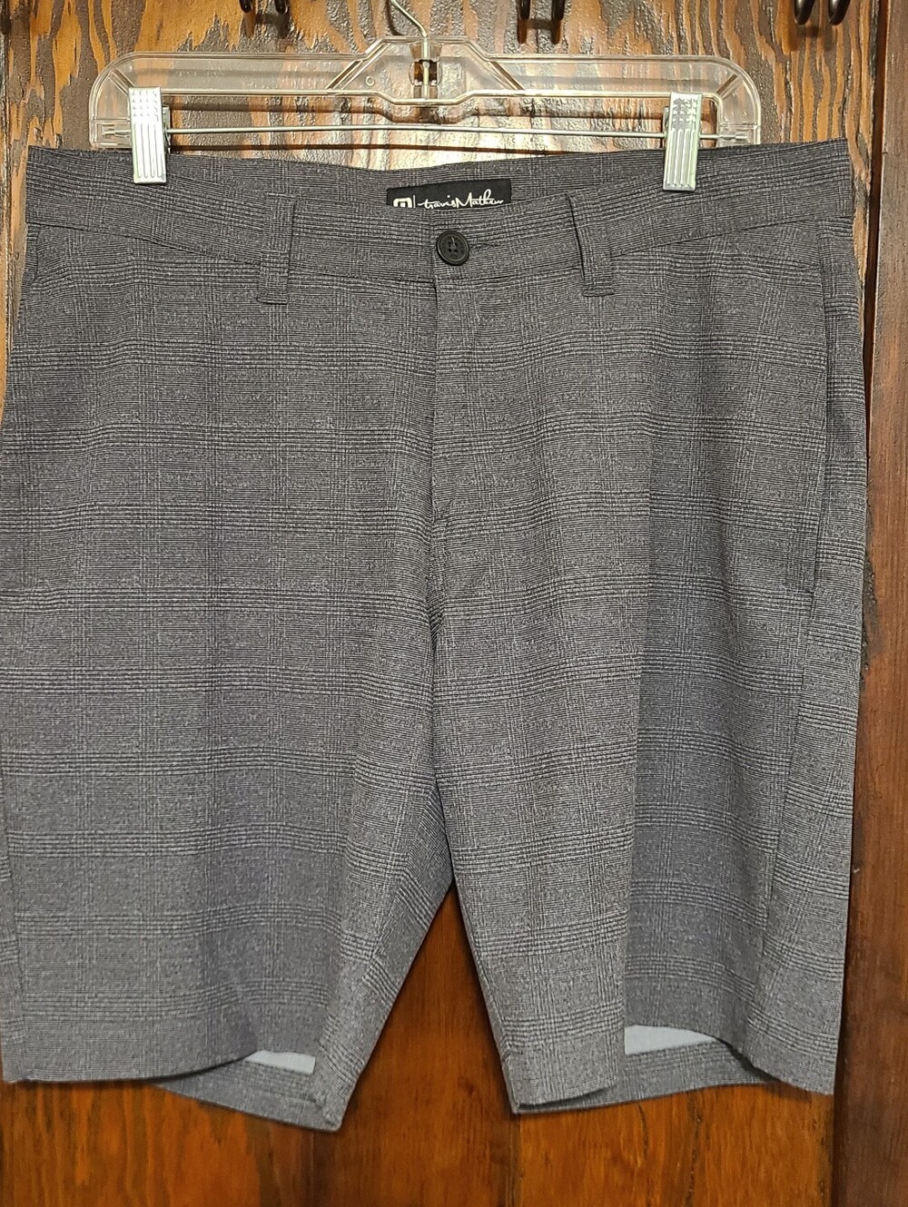 Travis Mathew Gray Glen Plaid Golf Shorts Size 33